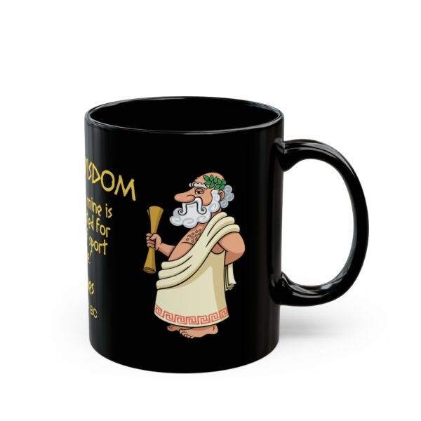 Ancient Wisdom (Dodgines, yellow letters) Black Ceramic Mug (11oz or 15oz) - Image 2