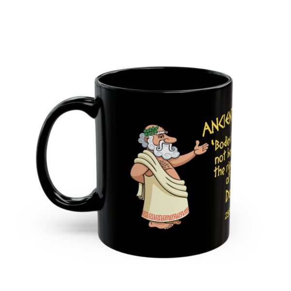 Ancient Wisdom (Dodgines, yellow letters) Black Ceramic Mug (11oz or 15oz) - Image 3